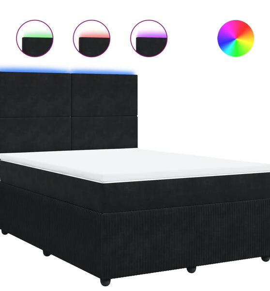 Boxspringbett mit Matratze Schwarz 160x200 cm Samt