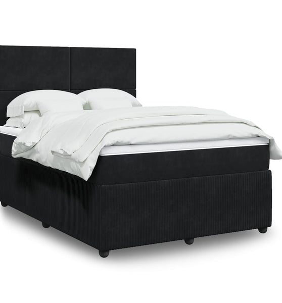 Boxspringbett mit Matratze Schwarz 160x200 cm Samt