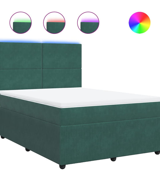 Boxspringbett mit Matratze Dunkelgrün 160x200 cm Samt