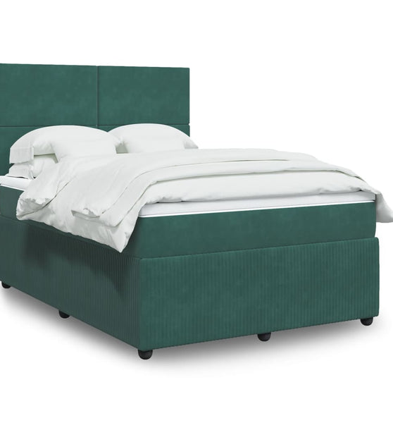 Boxspringbett mit Matratze Dunkelgrün 160x200 cm Samt