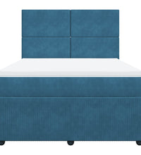 Boxspringbett mit Matratze Blau 160x200 cm Samt