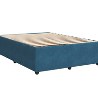 Boxspringbett mit Matratze Blau 160x200 cm Samt