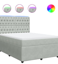 Boxspringbett mit Matratze Hellgrau 160x200 cm Samt