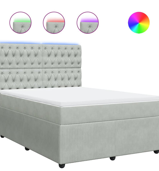 Boxspringbett mit Matratze Hellgrau 160x200 cm Samt