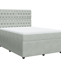 Boxspringbett mit Matratze Hellgrau 160x200 cm Samt