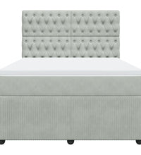 Boxspringbett mit Matratze Hellgrau 160x200 cm Samt