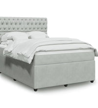 Boxspringbett mit Matratze Hellgrau 160x200 cm Samt