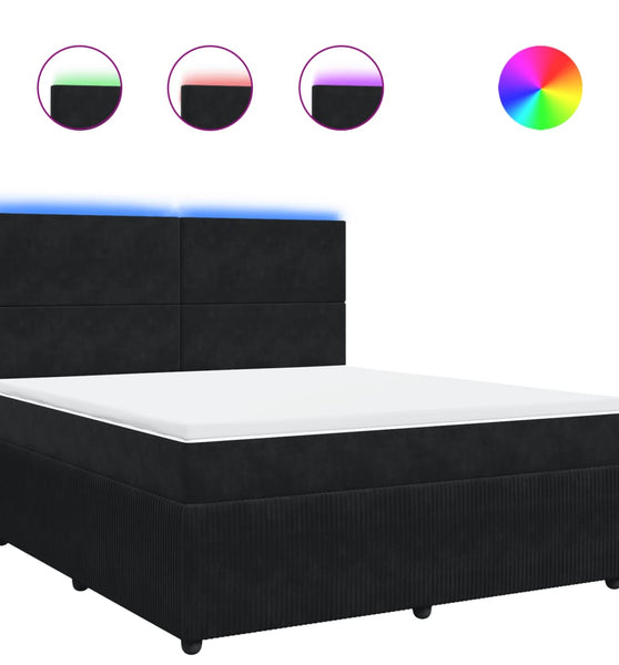 Boxspringbett mit Matratze Schwarz 180x200 cm Samt