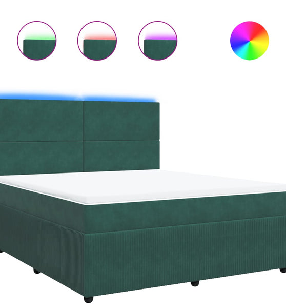 Boxspringbett mit Matratze Dunkelgrün 180x200 cm Samt