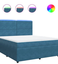 Boxspringbett mit Matratze Blau 180x200 cm Samt