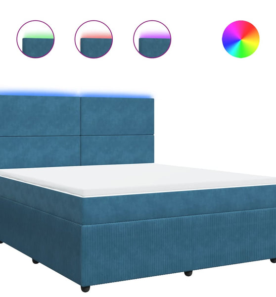 Boxspringbett mit Matratze Blau 180x200 cm Samt