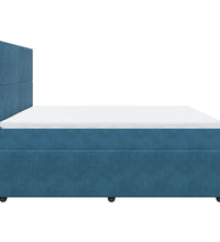 Boxspringbett mit Matratze Blau 180x200 cm Samt