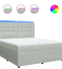 Boxspringbett mit Matratze Hellgrau 180x200 cm Samt