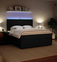 Boxspringbett mit Matratze Schwarz 180x200 cm Samt