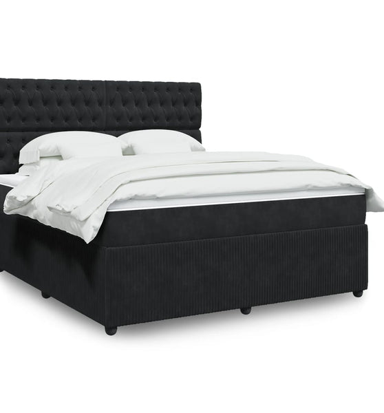 Boxspringbett mit Matratze Schwarz 180x200 cm Samt