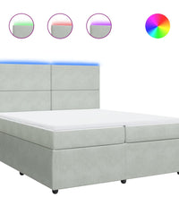 Boxspringbett mit Matratze Hellgrau 200x200 cm Samt