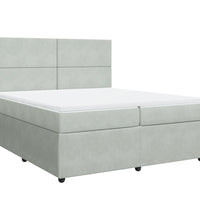 Boxspringbett mit Matratze Hellgrau 200x200 cm Samt