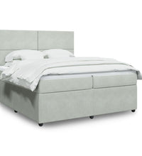 Boxspringbett mit Matratze Hellgrau 200x200 cm Samt