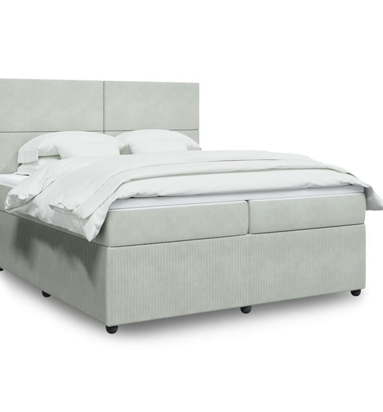 Boxspringbett mit Matratze Hellgrau 200x200 cm Samt