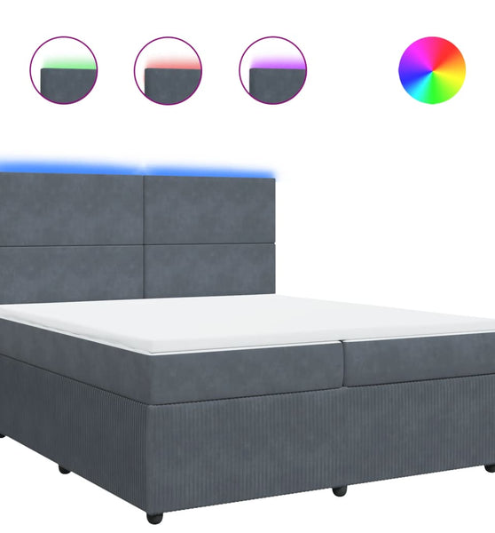 Boxspringbett mit Matratze Dunkelgrau 200x200 cm Samt