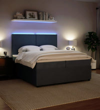 Boxspringbett mit Matratze Dunkelgrau 200x200 cm Samt