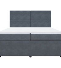 Boxspringbett mit Matratze Dunkelgrau 200x200 cm Samt