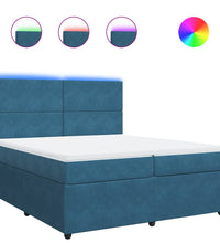 Boxspringbett mit Matratze Blau 200x200 cm Samt