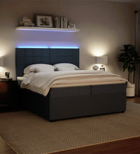 Boxspringbett mit Matratze Dunkelgrau 200x200 cm Samt