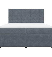 Boxspringbett mit Matratze Dunkelgrau 200x200 cm Samt
