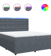 Boxspringbett mit Matratze Dunkelgrau 200x200 cm Samt