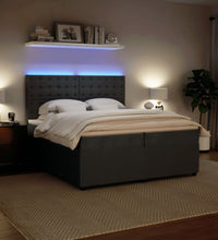 Boxspringbett mit Matratze Dunkelgrau 200x200 cm Samt