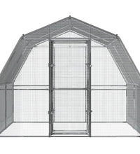Hühnerkäfige 2 Stk. mit Dach und Tür Silbern Verzinkter Stahl