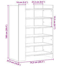 Schuhschrank Räuchereiche 74,5x37,5x100 cm Holzwerkstoff