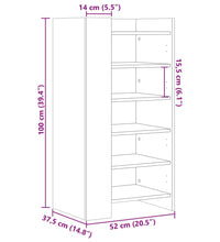 Schuhschrank Betongrau 52x37,5x100 cm Holzwerkstoff