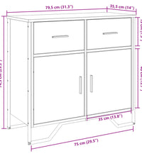 Sideboard Sonoma-Eiche 79,5x35,5x74,5 cm Holzwerkstoff