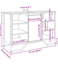 Waschbeckenunterschrank Räuchereiche 91x35x60 cm Holzwerkstoff