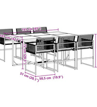 7-tlg. Garten-Essgruppe mit Kissen Schwarz Poly Rattan