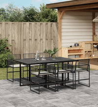 7-tlg. Garten-Essgruppe mit Kissen Schwarz Poly Rattan