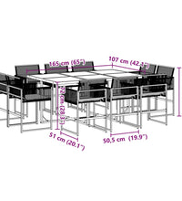 11-tlg. Garten-Essgruppe mit Kissen Schwarz Poly Rattan