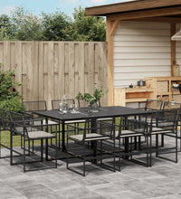 11-tlg. Garten-Essgruppe mit Kissen Schwarz Poly Rattan