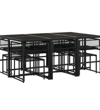 11-tlg. Garten-Essgruppe mit Kissen Schwarz Poly Rattan