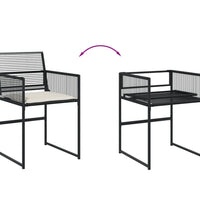 11-tlg. Garten-Essgruppe mit Kissen Schwarz Poly Rattan