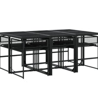 7-tlg. Garten-Essgruppe mit Kissen Schwarz Poly Rattan