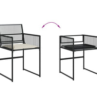 7-tlg. Garten-Essgruppe mit Kissen Schwarz Poly Rattan