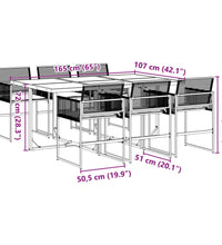 7-tlg. Garten-Essgruppe mit Kissen Schwarz Poly Rattan