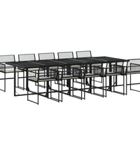 11-tlg. Garten-Essgruppe mit Kissen Schwarz Poly Rattan