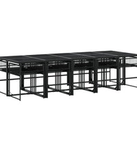 11-tlg. Garten-Essgruppe mit Kissen Schwarz Poly Rattan