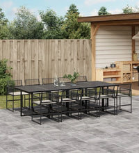 11-tlg. Garten-Essgruppe mit Kissen Schwarz Poly Rattan