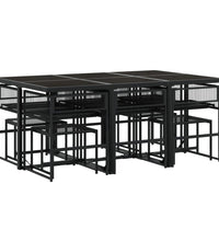 11-tlg. Garten-Essgruppe mit Kissen Schwarz Poly Rattan