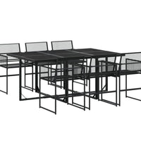7-tlg. Garten-Essgruppe Schwarz Poly Rattan